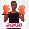 imageKITCHEN PERFECTION Silicone Smoker Oven Gloves For Women Extreme Heat Resistant BBQ Gloves Handle Hot Food Right on Your Smoker Grill FryerWaterproof Oven Mitts Grill Gloves Superior Set3 BonusesOrange Fire
