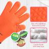 imageKITCHEN PERFECTION Silicone Smoker Oven Gloves For Women Extreme Heat Resistant BBQ Gloves Handle Hot Food Right on Your Smoker Grill FryerWaterproof Oven Mitts Grill Gloves Superior Set3 BonusesOrange Fire