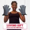imageKITCHEN PERFECTION Silicone Smoker Oven Gloves For Women Extreme Heat Resistant BBQ Gloves Handle Hot Food Right on Your Smoker Grill FryerWaterproof Oven Mitts Grill Gloves Superior Set3 BonusesLight Gray