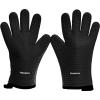 imageKITCHEN PERFECTION Silicone Smoker Oven Gloves Extreme Heat Resistant BBQ Gloves Handle Hot Food Right on Your Smoker Grill Fryer PitWaterproof Oven Mitts Grill Gloves Superior Value Set3 BonusesBlack