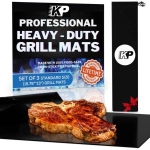 imageKITCHEN PERFECTION 3 BBQ Mats for Outdoor Grilling  Heavy Duty Reusable Sheets for Gas Grills Extreme Heat Resistant 600 F  Nonstick ampamp Easy to Clean  Superior Set 3 Bonuses
