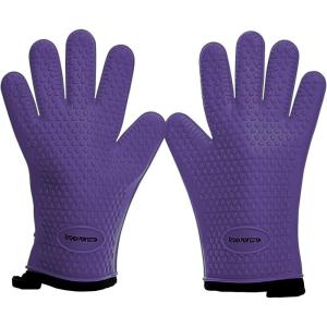 imageKITCHEN PERFECTION Silicone Smoker Oven Gloves Extreme Heat Resistant BBQ Gloves Handle Hot Food Right on Your Smoker Grill Fryer PitWaterproof Oven Mitts Grill Gloves Superior Value Set3 BonusesPurple