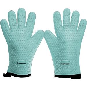 imageKITCHEN PERFECTION Silicone Smoker Oven Gloves Extreme Heat Resistant BBQ Gloves Handle Hot Food Right on Your Smoker Grill Fryer PitWaterproof Oven Mitts Grill Gloves Superior Value Set3 BonusesTurquoise