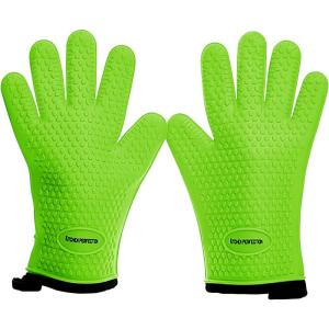 imageKITCHEN PERFECTION Silicone Smoker Oven Gloves Extreme Heat Resistant BBQ Gloves Handle Hot Food Right on Your Smoker Grill Fryer ampamp Pit  Waterproof Oven Mitts Superior Value Set3 BonusesGreen