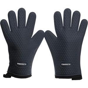imageKITCHEN PERFECTION Silicone Smoker Oven Gloves Extreme Heat Resistant BBQ Gloves Handle Hot Food Right on Your Smoker Grill Fryer ampamp Pit  Waterproof Oven Mitts Superior Value Set3 BonusesClassic Gray