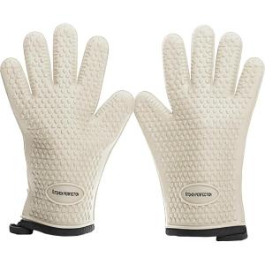 imageKITCHEN PERFECTION Silicone Smoker Oven Gloves For Women Extreme Heat Resistant BBQ Gloves Handle Hot Food Right on Your Smoker Grill FryerWaterproof Oven Mitts Grill Gloves Superior Set3 BonusesCream