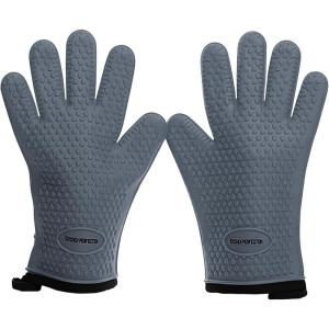 imageKITCHEN PERFECTION Silicone Smoker Oven Gloves For Women Extreme Heat Resistant BBQ Gloves Handle Hot Food Right on Your Smoker Grill FryerWaterproof Oven Mitts Grill Gloves Superior Set3 BonusesLight Gray