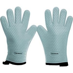 imageKITCHEN PERFECTION Silicone Smoker Oven Gloves For Women Extreme Heat Resistant BBQ Gloves Handle Hot Food Right on Your Smoker Grill FryerWaterproof Oven Mitts Grill Gloves Superior Set3 BonusesAqua