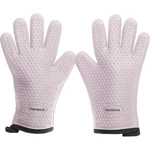 imageKITCHEN PERFECTION Silicone Smoker Oven Gloves For Women Extreme Heat Resistant BBQ Gloves Handle Hot Food Right on Your Smoker Grill FryerWaterproof Oven Mitts Grill Gloves Superior Set3 BonusesPastel Pink