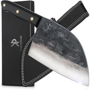 imageKitchen perfection Handmade Chefs Carving Knife For Meat Cutting Extremely Sharp Cooking Knife 8 Inch Hand Sharpen Best Gift For Men  High Carbon Steel wCanvas SheathHandmade Meat Cleaver W Leather Sheath