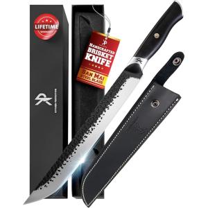 imageKitchen perfection Handmade Chefs Carving Knife For Meat Cutting Extremely Sharp Cooking Knife 8 Inch Hand Sharpen Best Gift For Men  High Carbon Steel wCanvas SheathHandmade Brisket Knife W Leather Sheath
