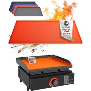 imageKITCHEN PERFECTION Ultimate Kit for Blackstone Griddle 28 Inch  Silicone Griddle Cover Mat  Griddle Accessories Mat  2 PCS Silicone Grease Cup Liners Hermetic Protection from Rust ampamp Debris All YearOrange