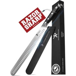 imageKitchen perfection 12 Brisket Knife for Carving ampamp Slicing Meat  Ultra Sharp Premium German Steel Granton Edge with Sheath Full Tang Ergonomic HandleFor BBQ Turkey ampamp Ribs Grilling Gifts for Men