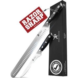 imageKitchen perfection BBQ Carving Set for Meat 12 Brisket Slicing Knife 6 Boning Knife with Sheaths  Razor Sharp Premium German Steel Full Tang Ergonomic Handles Perfect Grilling Gifts for Men