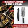 imageKITCHEN PERFECTION Brass GrillSaver  Safe BBQ Grill Brush with Replaceable Cleaning Head HeavyDuty Grill Cleaner wScraper for Porcelain ampamp Ceramic Grates Includes Magnetic Hanger ampamp Bottle Opener1 Grillsaver  Stainless Steel